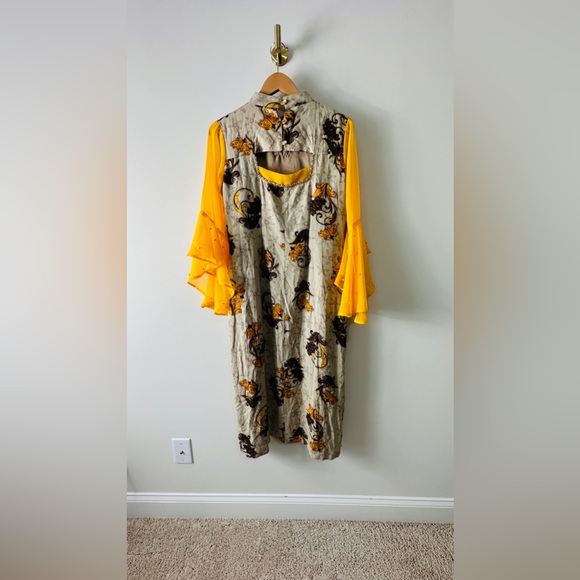 Beautiful Sheer Waterfall Flounce Sleeve Tunic Dress With Side Splits Size XXL - Picture 3 of 10